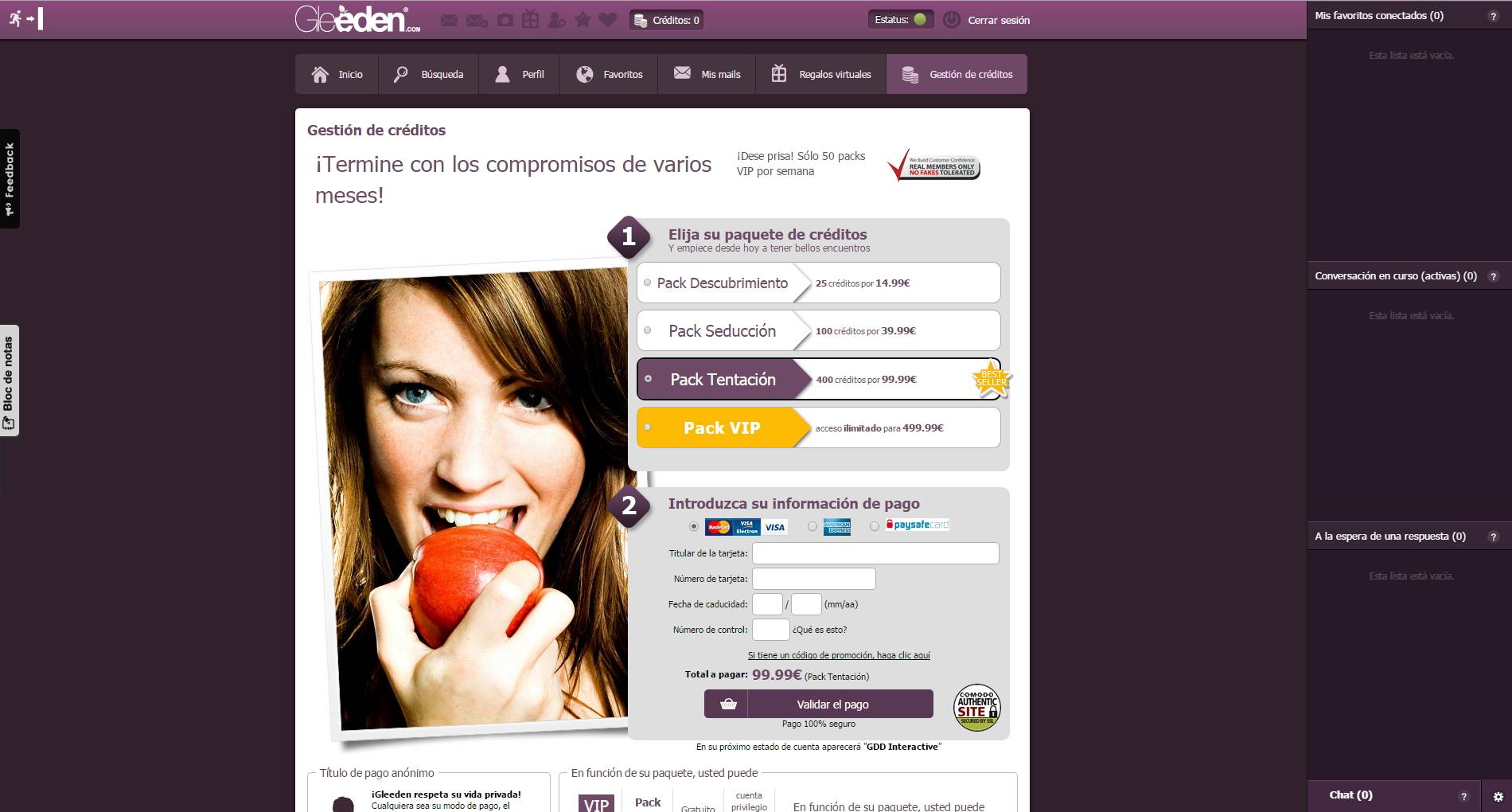 Métodos de pago en Gleeden Gleeden precios