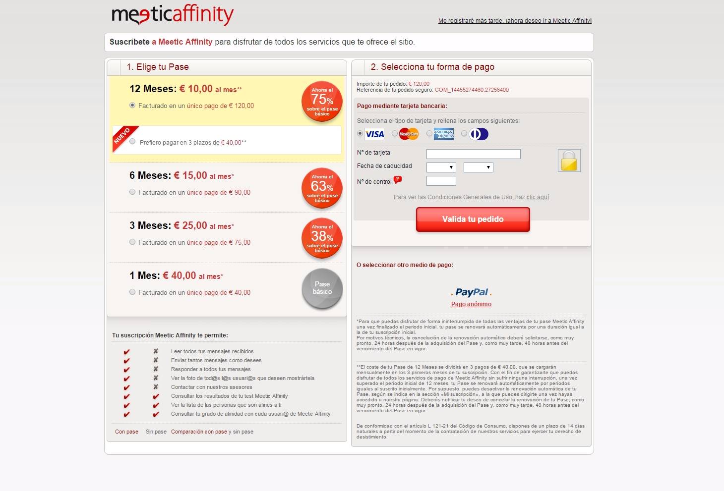 Meetic affinity precios